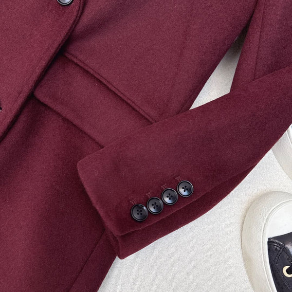 Giacca lunga da abito Miu Miu in poliestere e lana bordeaux