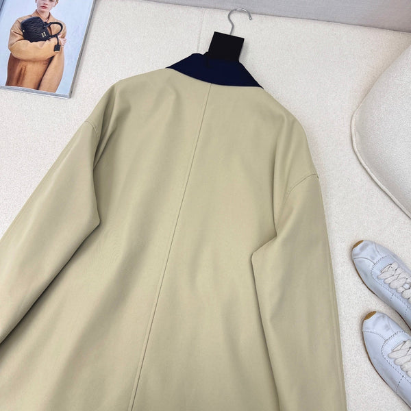 Miu Miu 25 Mid-length Trench Coat Blue Beige Cotton Polyester