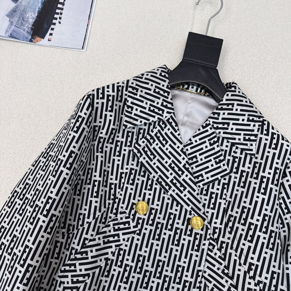 Fendi 25 Windbreaker Jacket Black White Cotton