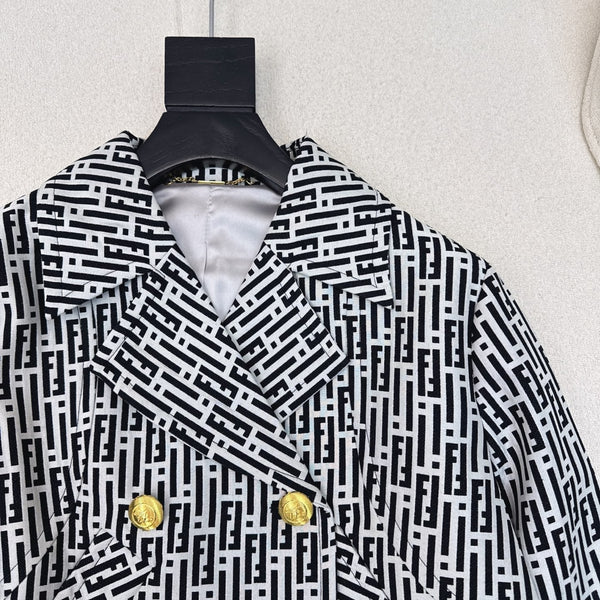 Fendi 25 Windbreaker Jacket Black White Cotton