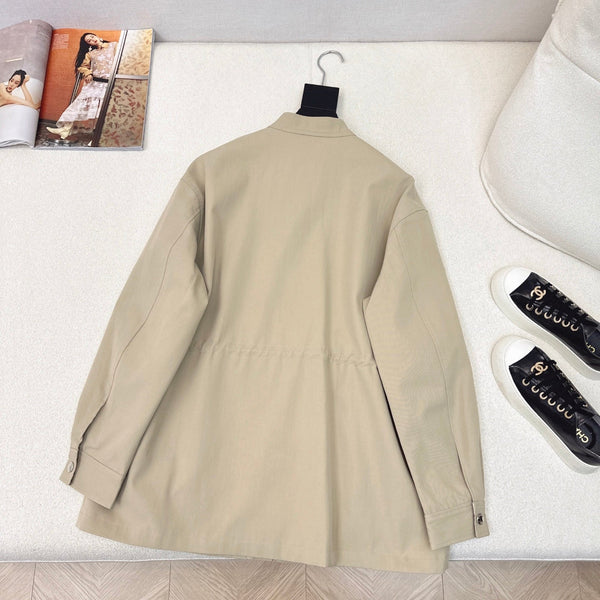 CD 25 Mid-length Trench Coat Blue and Beige Cotton Polyester 593395