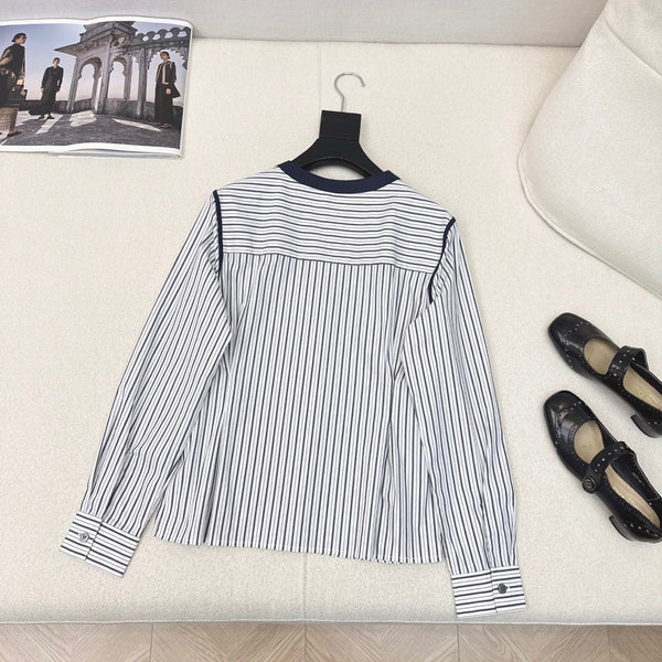 CD 25 Striped Shirt White Blue Cotton 597884