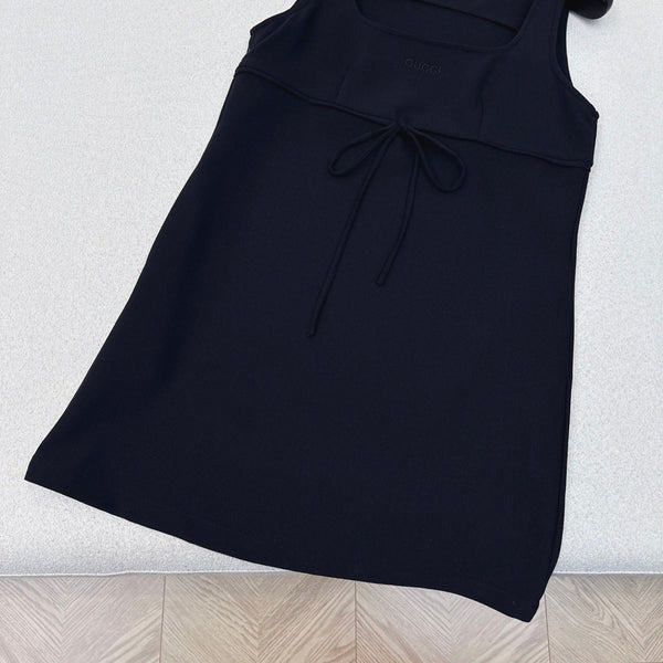 Gucci 25 Sleeveless Minimalist Dress Dark Blue Cotton Polyester
