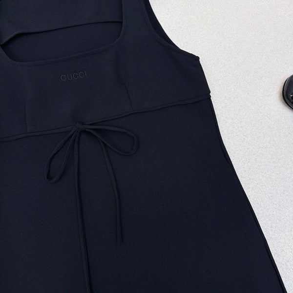 Gucci 25 Sleeveless Minimalist Dress Dark Blue Cotton Polyester