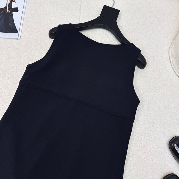 Gucci 25 Sleeveless Minimalist Dress Dark Blue Cotton Polyester