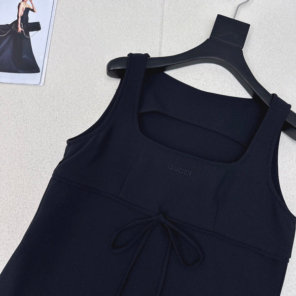 Gucci 25 Sleeveless Minimalist Dress Dark Blue Cotton Polyester
