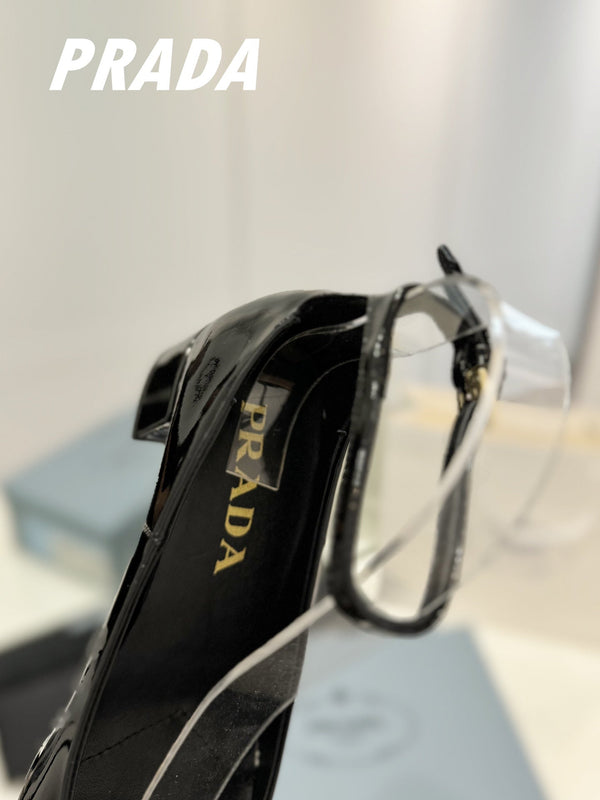 PRA NAPPA MARY JANE PUMPS GLOSSY BLACK LAMBSKIN