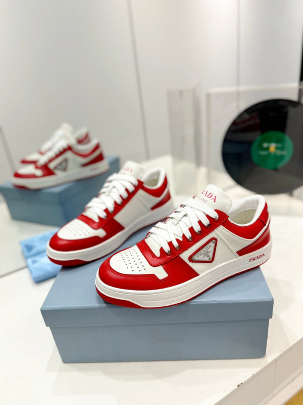 PRA DOWNTOWN NAPPA SNEAKERS WHITE AND RED CALFSKIN