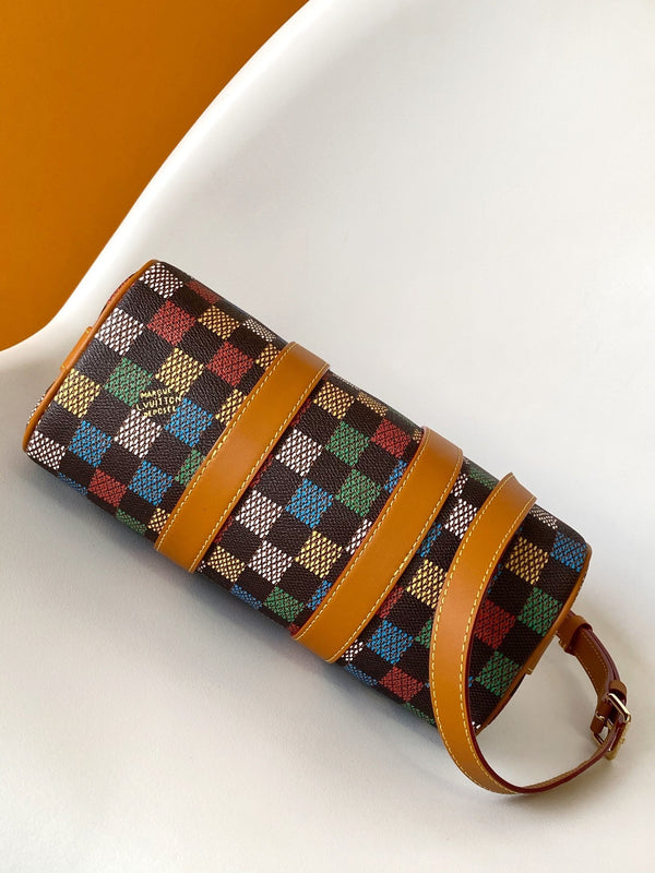 Lv Keepall Bandouliere 25 Multicolor Damier Ebene Canvas GHW