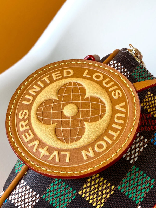 Lv Keepall Bandouliere 25 Multicolor Damier Ebene Canvas GHW