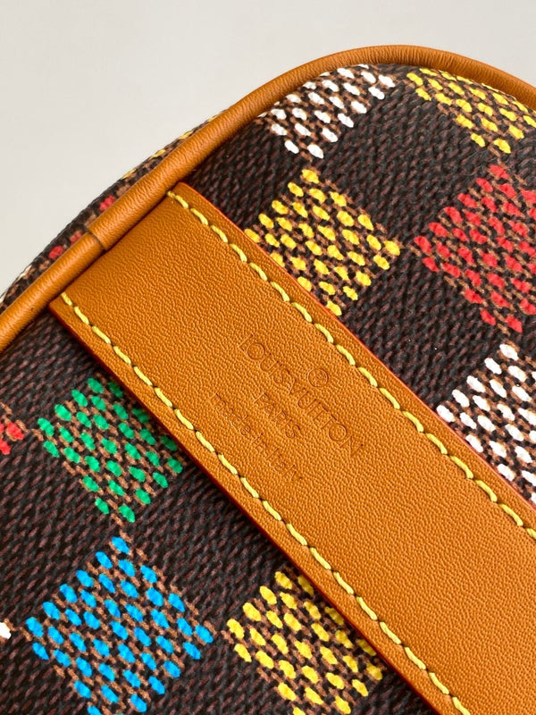 Lv Keepall Bandouliere 25 Multicolor Damier Ebene Canvas GHW