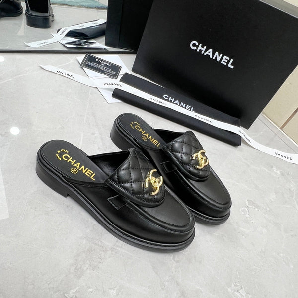 CC Mule Black Quilted Calfskin