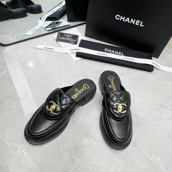 CC Mule Black Quilted Calfskin