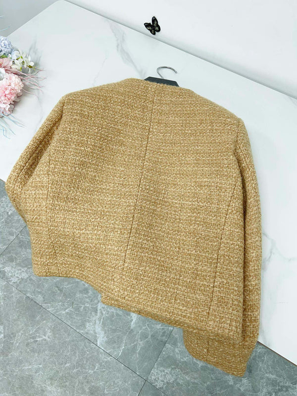 Celine Jacket Khaki Gold Wool Cotton 290462