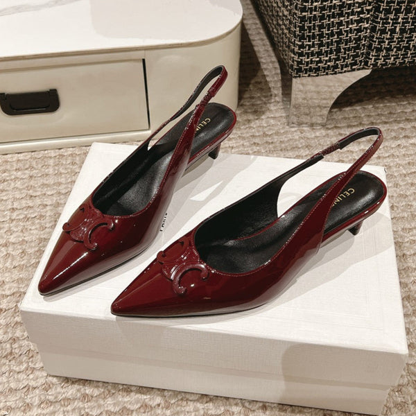 SLINGBACKS ALTO 5 CM IN VITELLO VERNICIATO ROSSO RUBINO