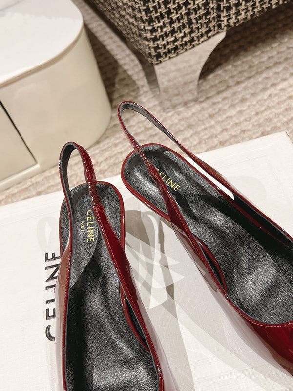 SLINGBACKS ALTO 5 CM IN VITELLO VERNICIATO ROSSO RUBINO