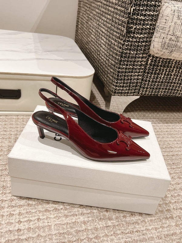 SLINGBACKS ALTO 5 CM IN VITELLO VERNICIATO ROSSO RUBINO