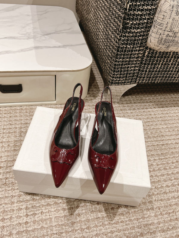 SLINGBACKS ALTO 5 CM IN VITELLO VERNICIATO ROSSO RUBINO