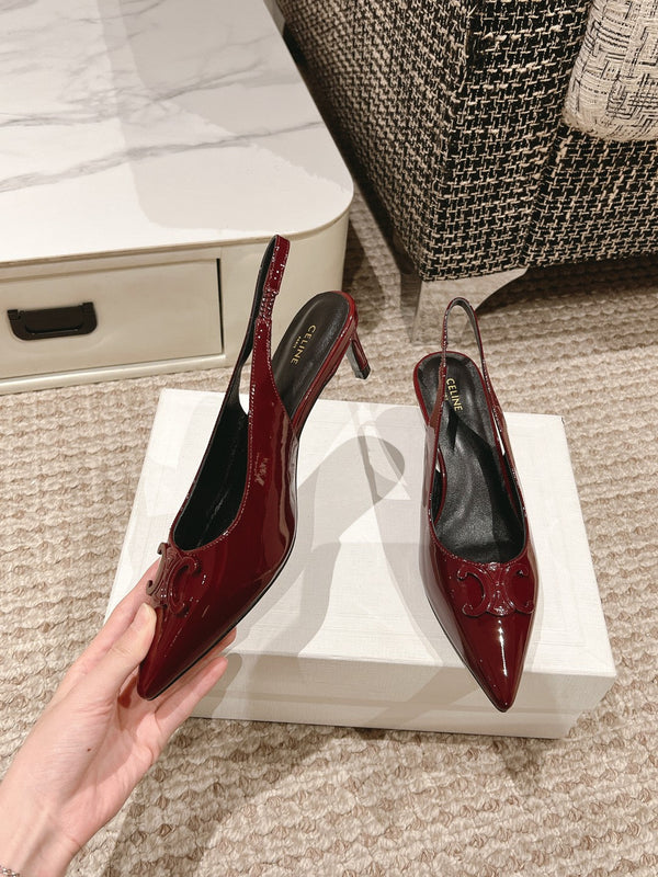 SLINGBACKS ALTO 5 CM IN VITELLO VERNICIATO ROSSO RUBINO