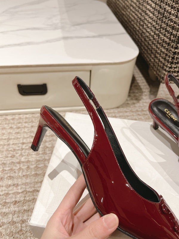 SLINGBACKS ALTO 5 CM IN VITELLO VERNICIATO ROSSO RUBINO