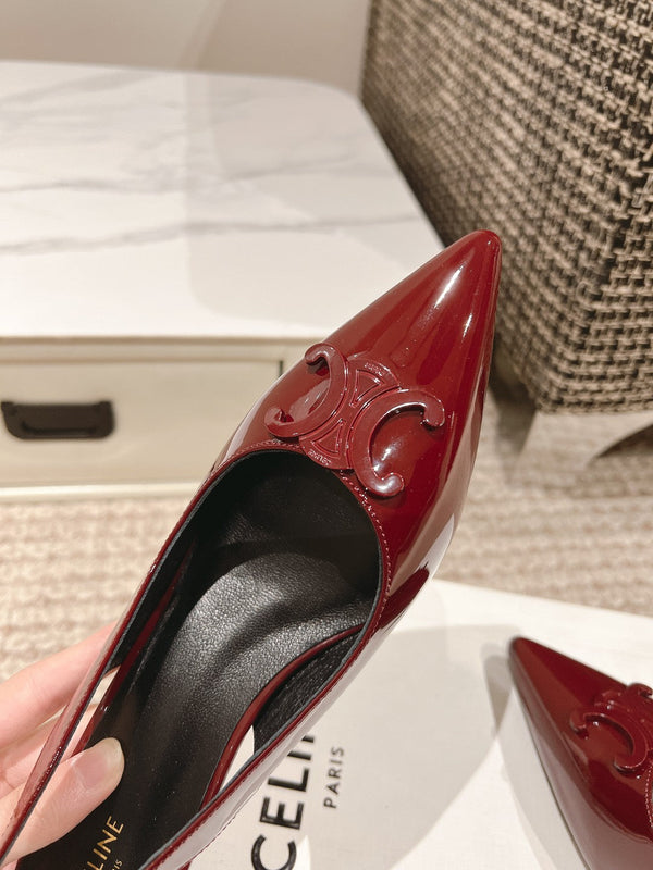 SLINGBACKS ALTO 5 CM IN VITELLO VERNICIATO ROSSO RUBINO