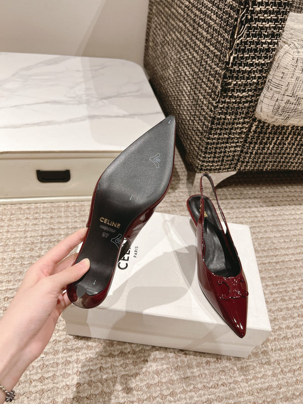 SLINGBACKS ALTO 5 CM IN VITELLO VERNICIATO ROSSO RUBINO