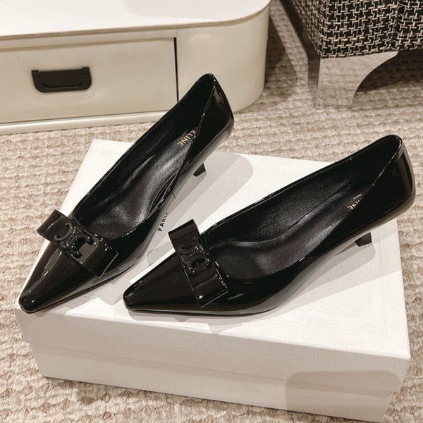 TRIOMPHE HIGH PUMP 5 CM IN BLACK PATENT CALFSKIN