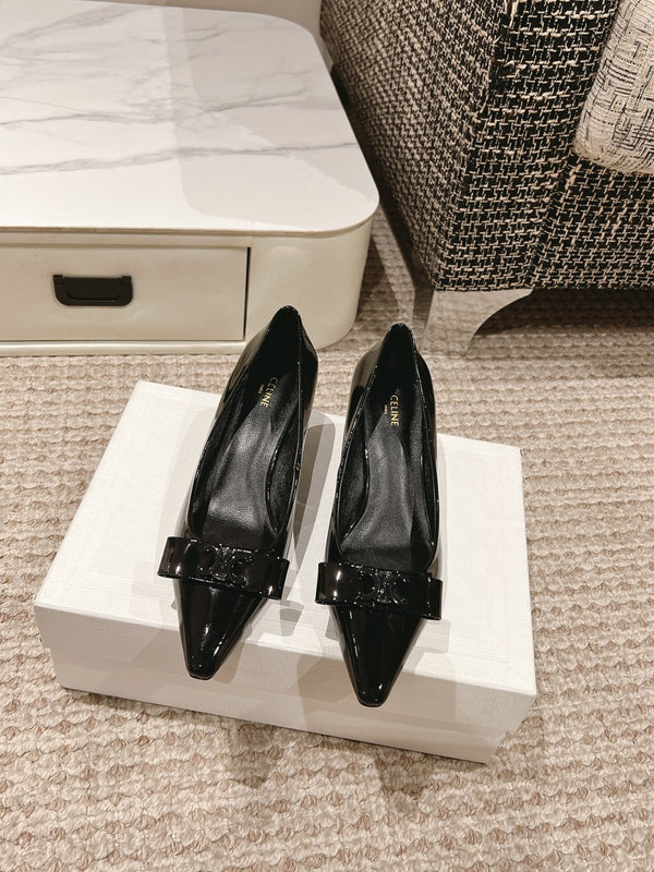 TRIOMPHE HIGH PUMP 5 CM IN BLACK PATENT CALFSKIN