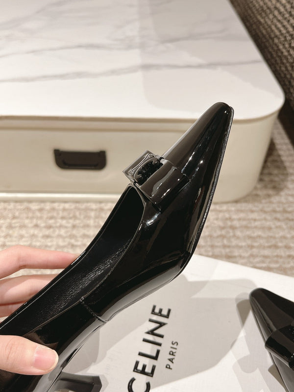 TRIOMPHE HIGH PUMP 5 CM IN BLACK PATENT CALFSKIN