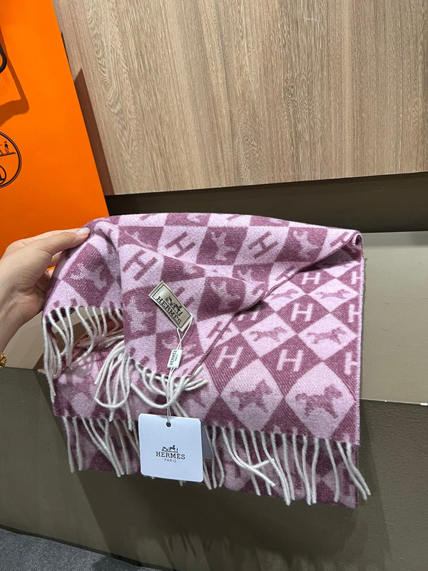 Scarf Cashmere 180 CM In Purple Pink Fine Wool  290423