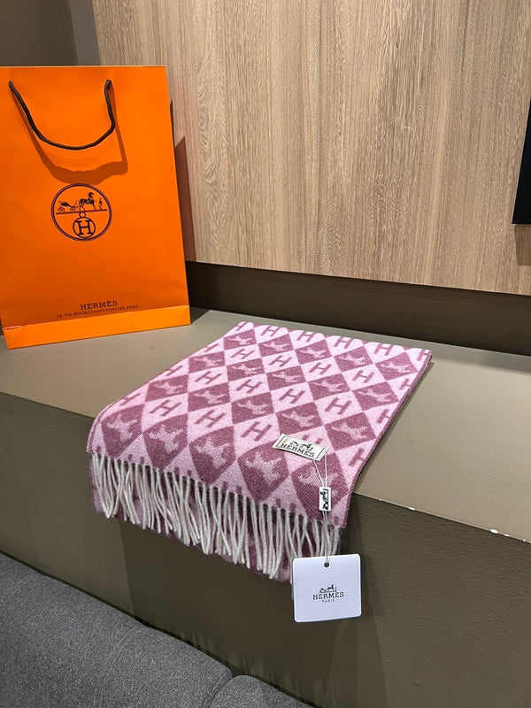 Scarf Cashmere 180 CM In Purple Pink Fine Wool  290423