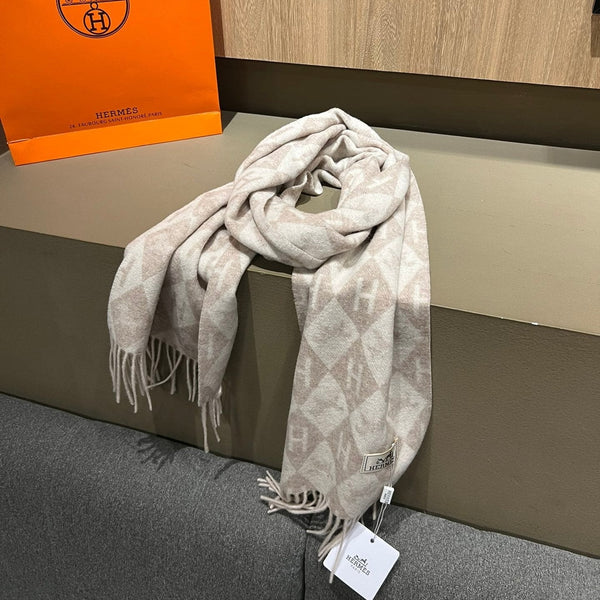 Scarf Cashmere 180 CM In Light Beige Mix Light Brown Fine Wool 290426