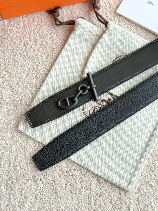 HM Yachting Buckle Belt 32mm Black Leather 187515