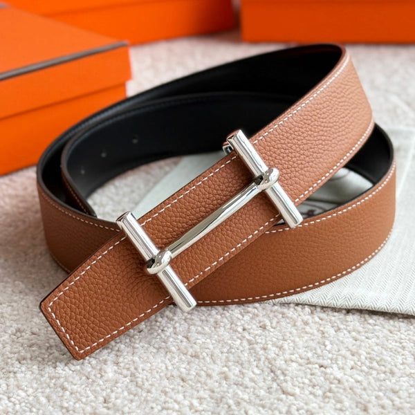 HM H D' Ancre 38mm Belt Black Brown Leather 188231