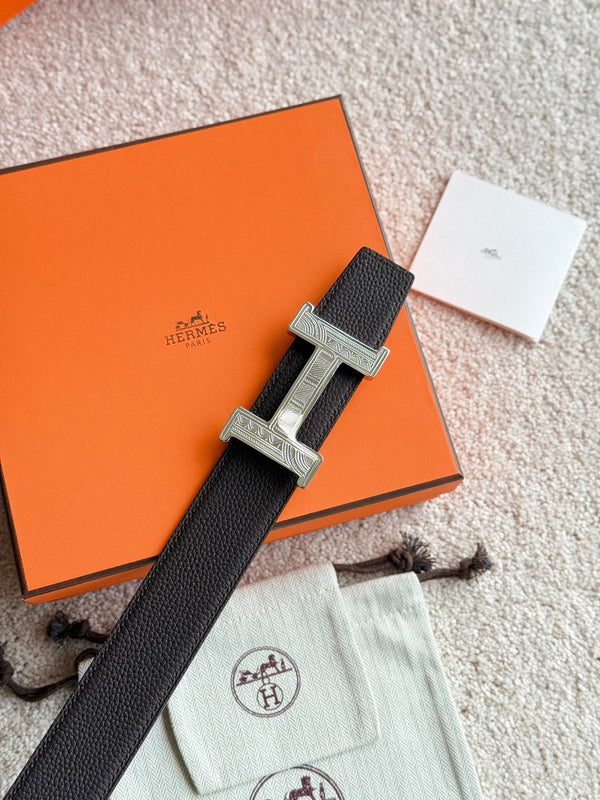 HM Constance Touareg 38mm Belt Black Ebony Leather 188430