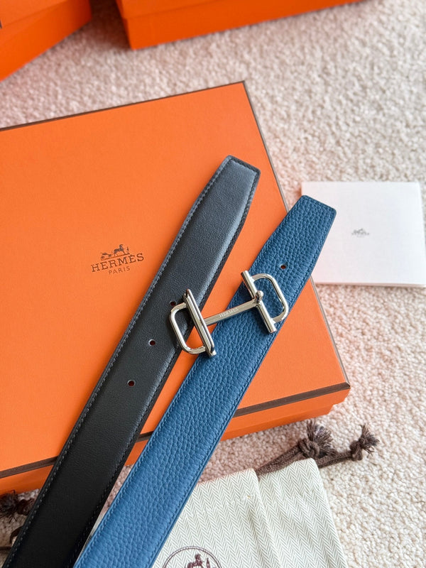 HM Silver Buckle 32mm Royal Belt Prussian Blue Leather 188419