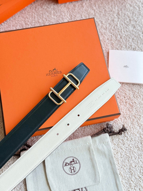 HM Gold Buckle 32mm Royal Belt Ivory Leather 188425