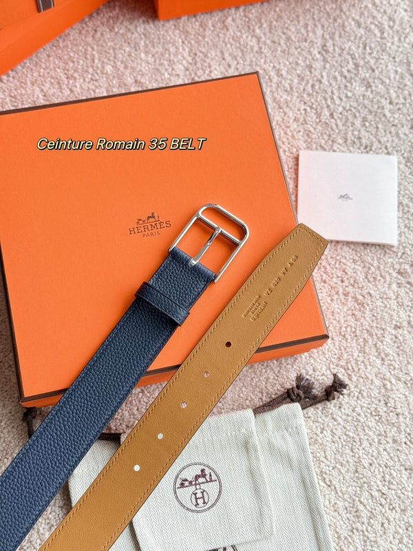 HM 35mm Romain Belt Midnight Blue Leather 188399