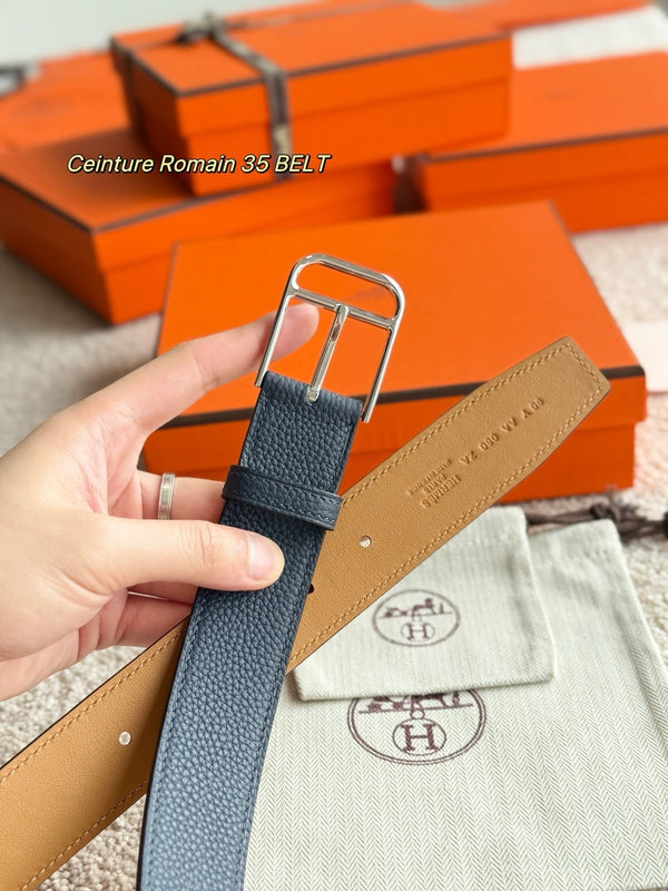 HM 35mm Romain Belt Midnight Blue Leather 188399