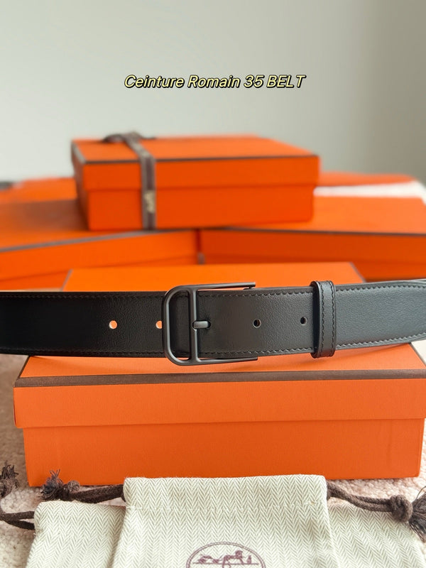 HM 35mm Romain Belt Black Brown Sheepskin 188398