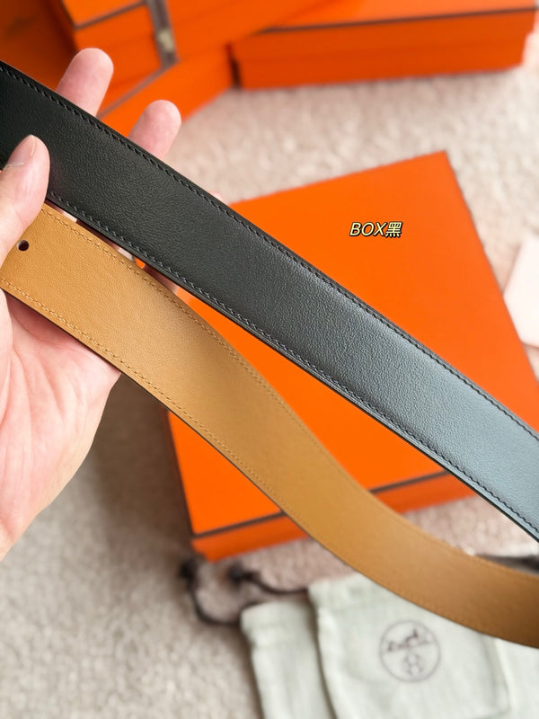 HM 35mm Romain Belt Black Brown Sheepskin 188398