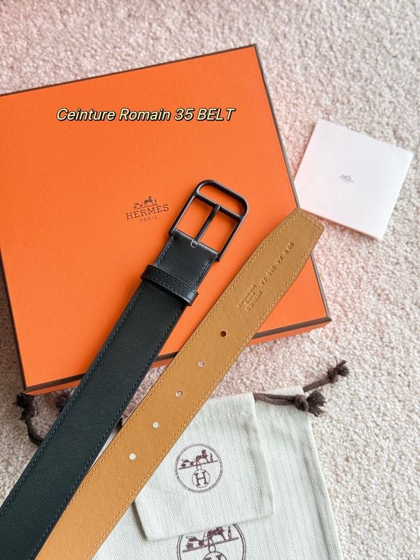 HM 35mm Romain Belt Black Brown Sheepskin 188398