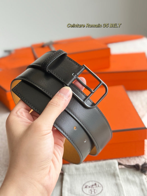 HM 35mm Romain Belt Black Brown Sheepskin 188398