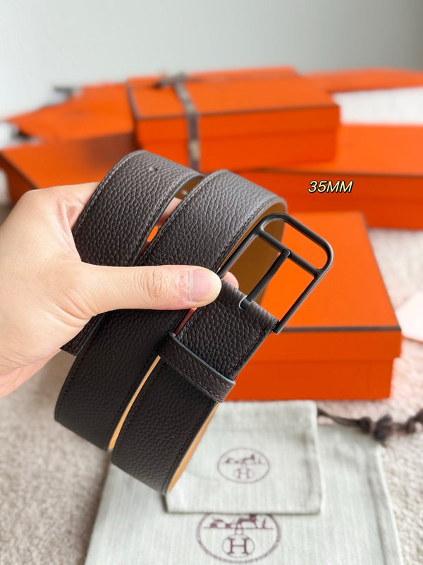 Cintura Romain HM 35mm in pelle marrone cioccolato 188397