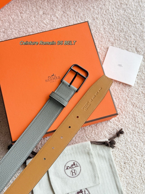 HM 35mm Romain Belt Meyer gray Leather 188394