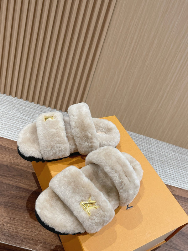 LV Sunset Flat Comfort Mule Light Brown Wool