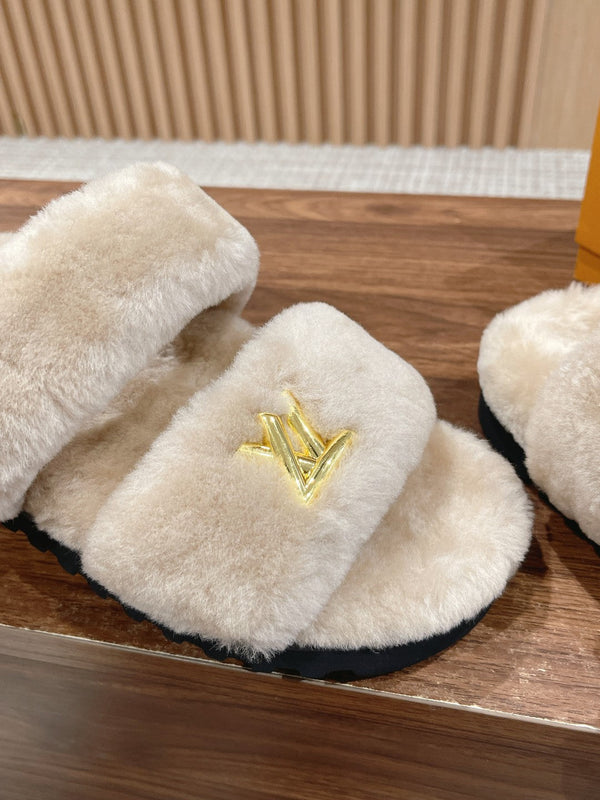 LV Sunset Flat Comfort Mule Light Brown Wool