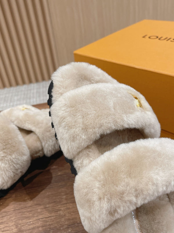 LV Sunset Flat Comfort Mule Light Brown Wool