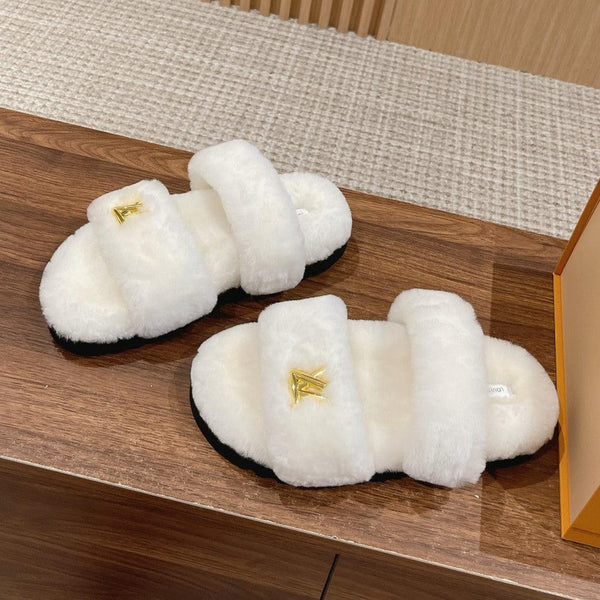 LV Sunset Flat Comfort Mule White Wool