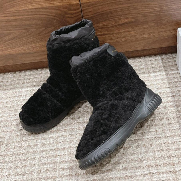 CD Ankle Boots Black Fleece And Windbreaker Fabric